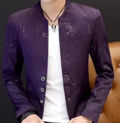 Men Casual Collar Blazers Youth Handsome Trend Slim Print Blazers
