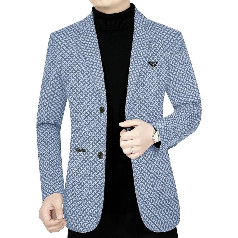 New Men Business Blazers Checkered Casual Coats