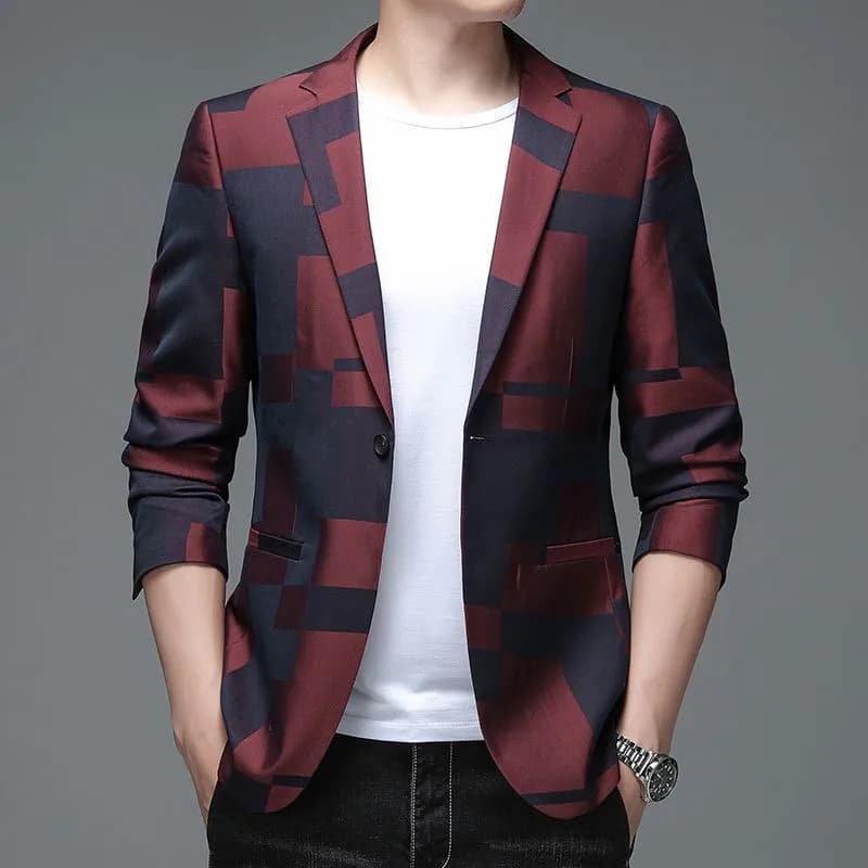 New Men Business Social Summer Single breasted Thin Dress Jacquard Blazers