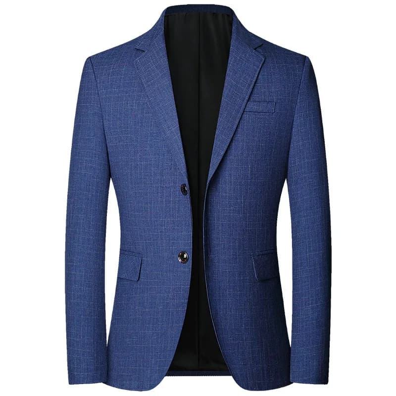 New Men Blue Plaid Business Formal Wear Spring Autumn Male Casual Slim Fit Blazers