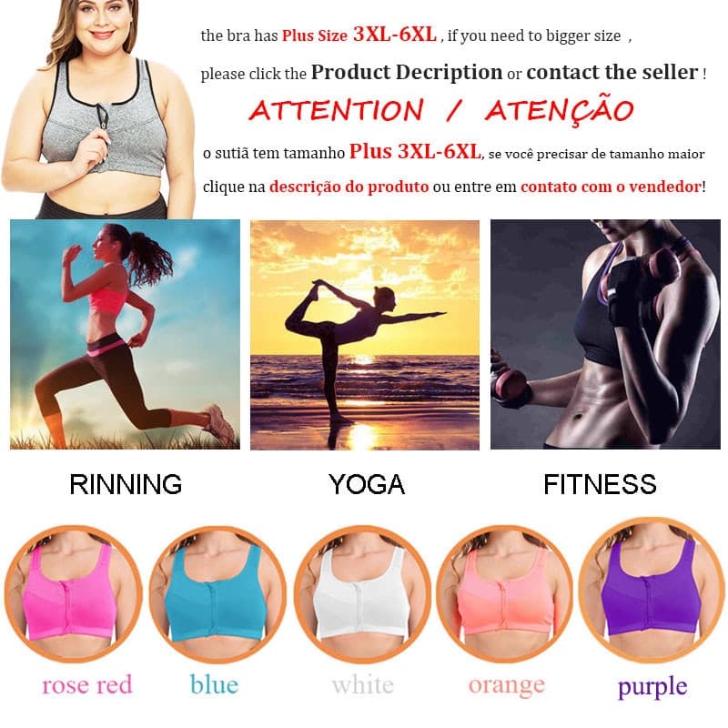 Sports Bra Hot Women Zipper Push Up Vest Underwear Shockproof Breathable Gym Fitness Athletic Running Yoga Sport Tops