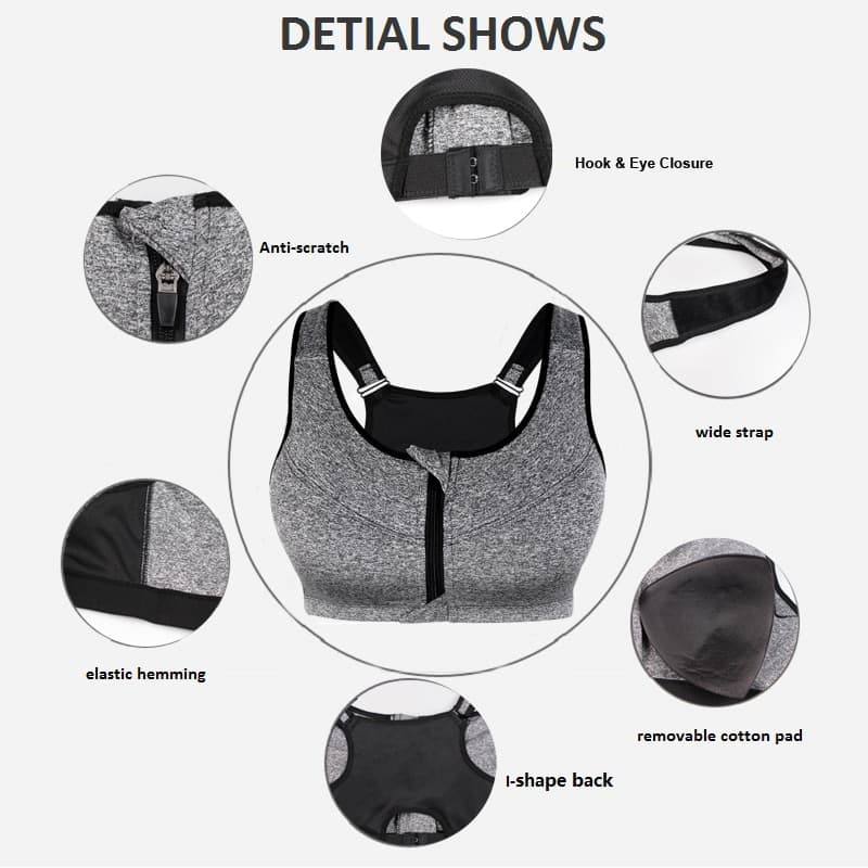 Sports Bra Hot Women Zipper Push Up Vest Underwear Shockproof Breathable Gym Fitness Athletic Running Yoga Sport Tops