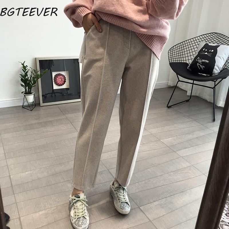 Winter Thicken Women Pencil Pants Wool Pants Female Autumn High Waist Loose Trousers Capris Soft Good Fabric