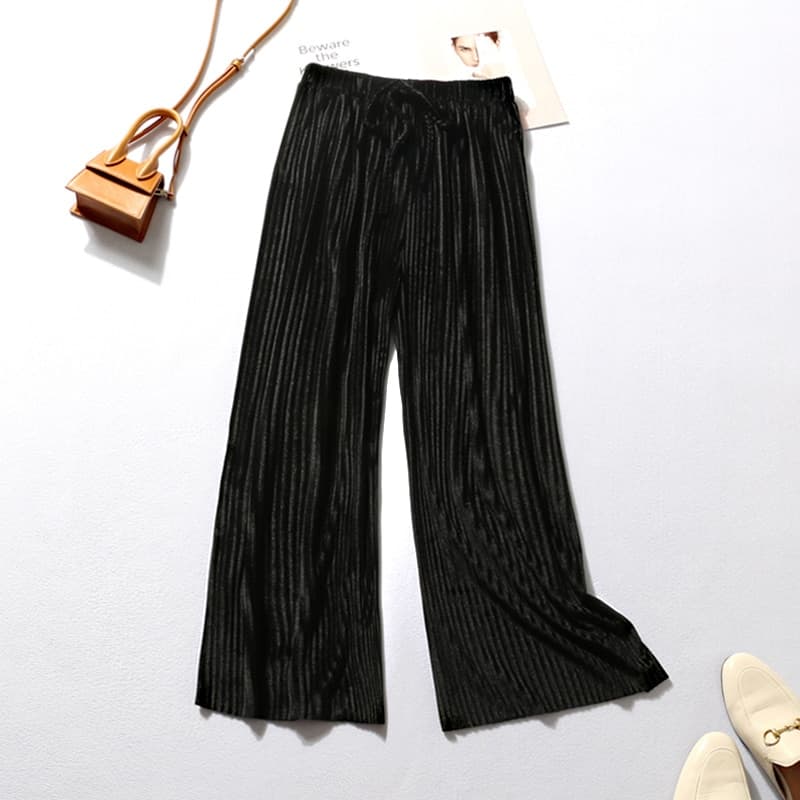 Summer Wide Leg women Pant Casual Elastic High Waist Loose Long Pants Pleated Pant Trousers Femme