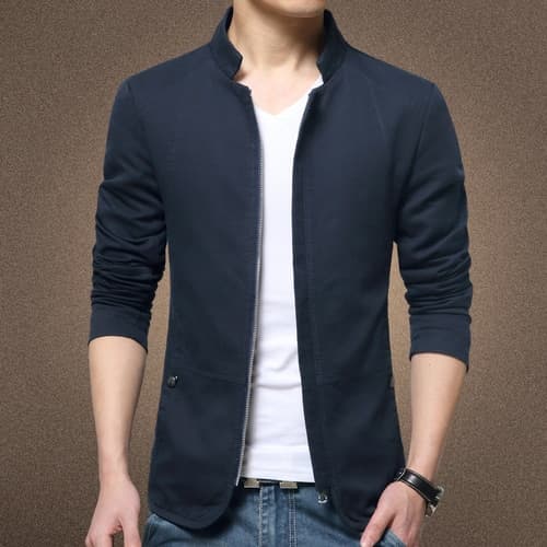 Fashion Stand Collar Men Jacket Coats Men Slim Fit Business Casual Male Jackets Men Clothing Plus Size M-5XL Solid