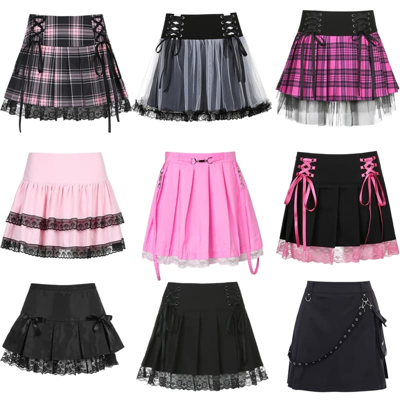 Gothic Lace Mini Pleated Skirt