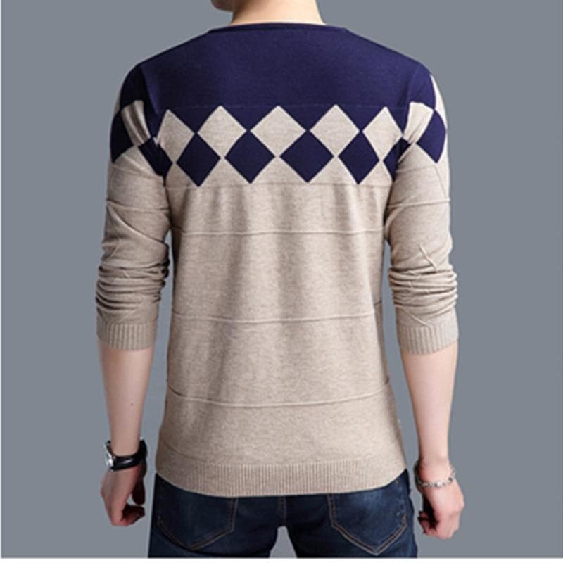 Men Autumn Vintage Collarless Sweater Christmas Sweaters Fashion V neck Casual Slim Sweaters Men for Business