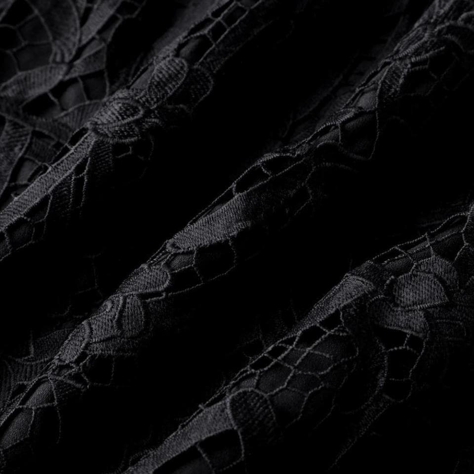 New Women Openwork Embroidery Dress Lace A Word Summer European And American Large Size Women Solid Colour Sleeveless