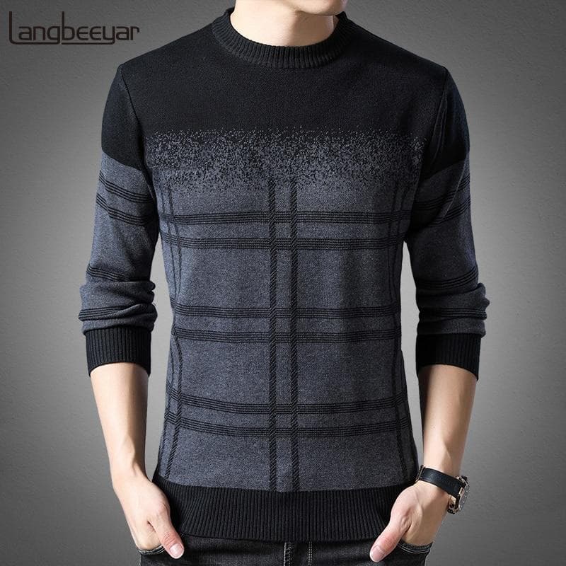 Men Pullover Thick Slim Jumper Sweater