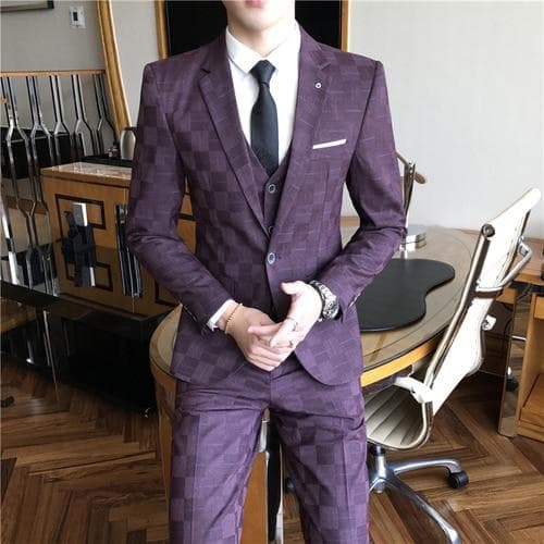Men Slim Casual Dress Suit