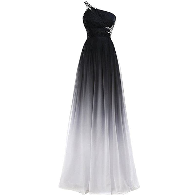 New Women Elegant One Shoulder Dresses Bridesmaid Crystal Sequined Sleeveless Prom Gown For Wedding Party 4 colours Robe De Soriee