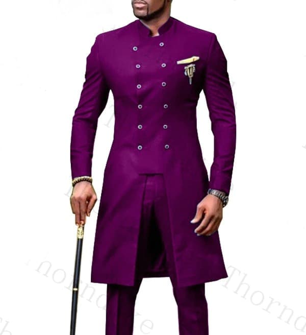 Men Groom Tuxedo African Wedding Double Breasted Suit