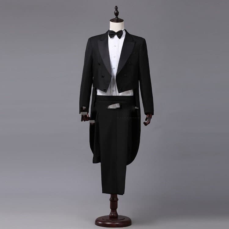 New Men Prom Tuxedo Suit White Black Red Jacquard Lapel Tail Coat Stage Singer Costume Homme Wedding Groom Prom Tuxedo Suits Men Suit Jacket Pants