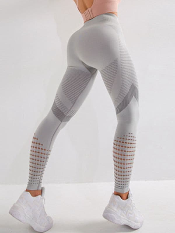 New Women Fitness Leggings Women Sexy High Waist Seamless Leggings Hollow Printed Workout Pants Push Up Slim Elasticity