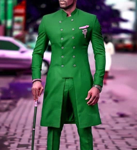 Men Groom Tuxedo African Wedding Double Breasted Suit