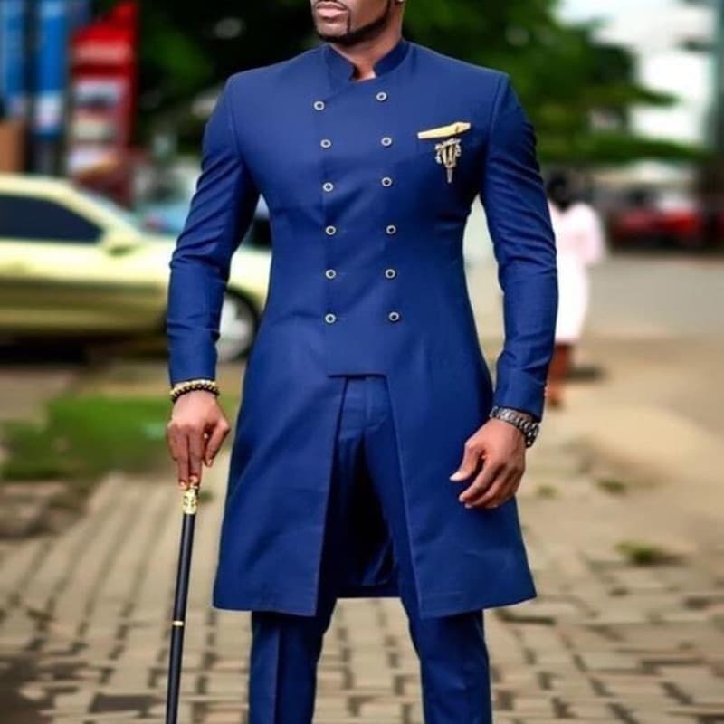 Men Groom Tuxedo African Wedding Double Breasted Suit