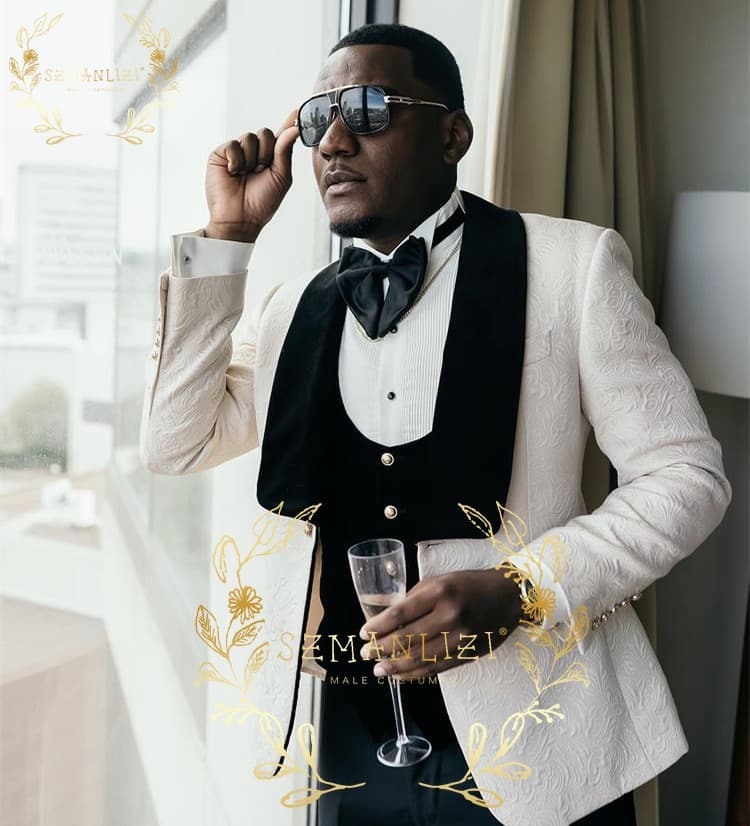 New Classic Men Royal Wedding Suit Blue Floral Slim Fit Custom Made Mens Suits Wedding Suits For Groom Tuxedos 3 Pieces Groomsmen Suits Best Man