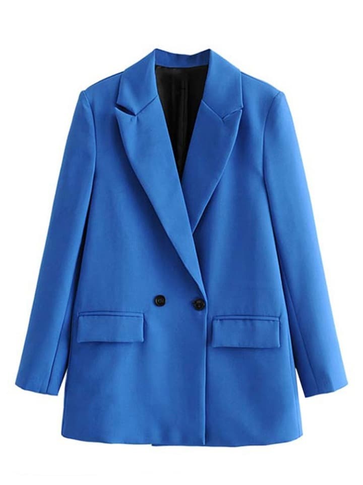 New Women Chic Office Lady Double Breasted Blazer Vintage Coat Fashion Notched Collar Long Sleeve Ladies Outerwear Stylish Tops