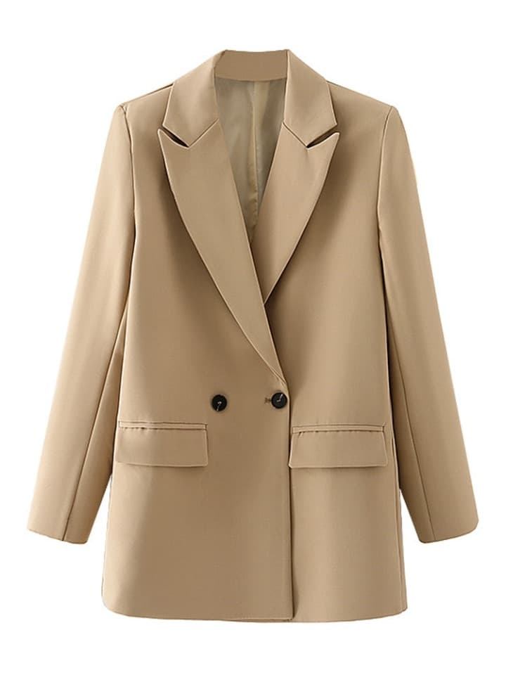 New Women Fashion Double Breasted Office Wear Blazer Coat Vintage Long Sleeve Pockets Female Outerwear Chic Veste Femme