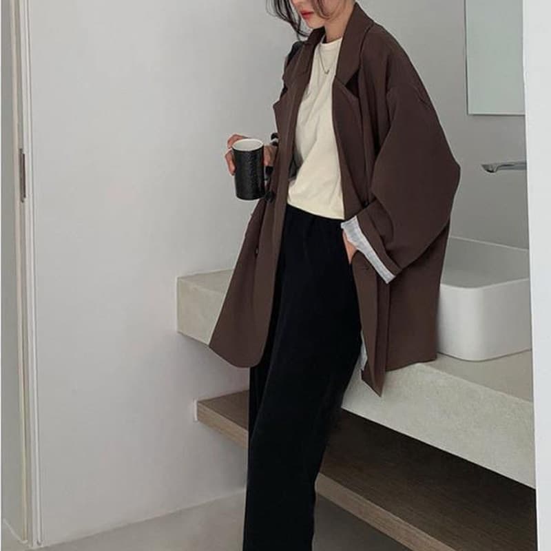 New Blazers Women Minimalist Solid Outwear Loose Elegant Retro Official Fashion High Street Feminine All-match Spring Comfortable