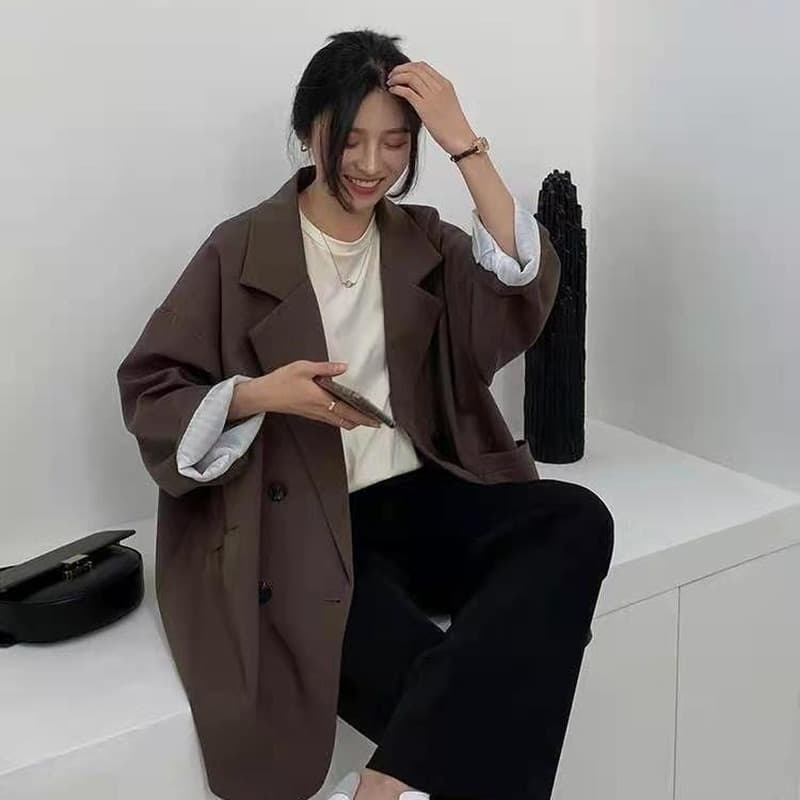 New Blazers Women Minimalist Solid Outwear Loose Elegant Retro Official Fashion High Street Feminine All-match Spring Comfortable