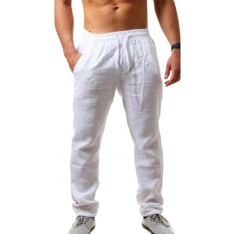 New Men Cotton Linen Pants Male Autumn New Breathable Solid Color Linen Trousers Fitness Streetwear S 3XL