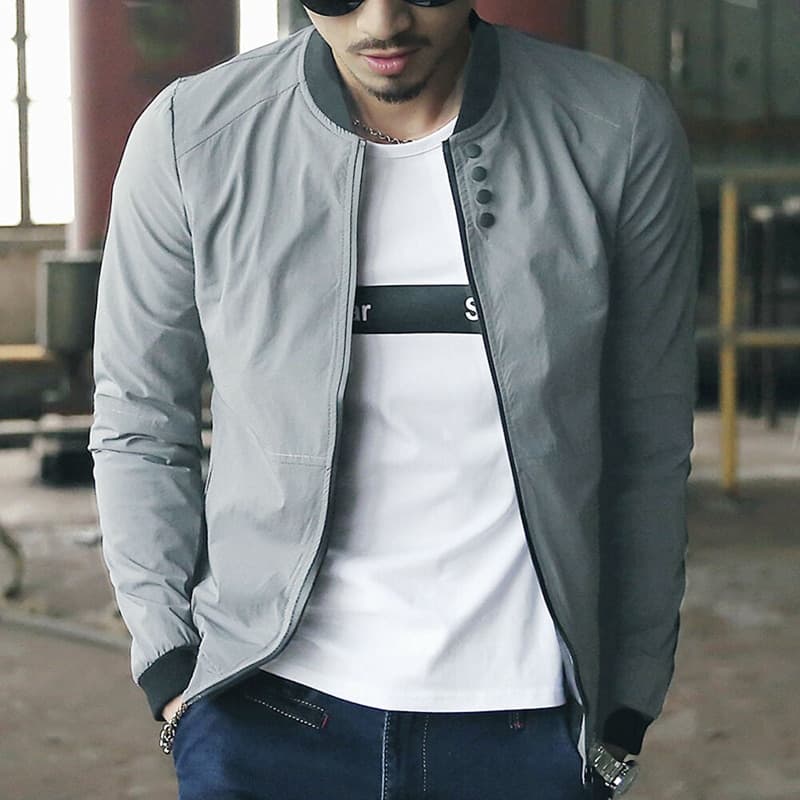 New Men Jacket Autumn Fashion Casual Zip Bomber Jacket Waterproof Baseball Jacket Coat Slim Outwear Overcoat