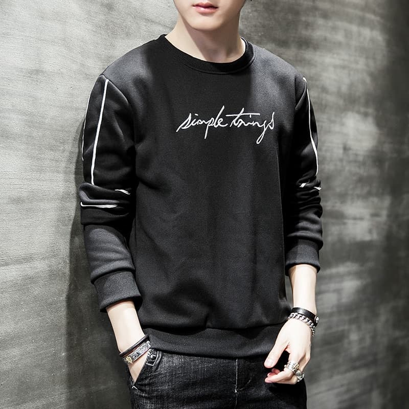 New Korea Style Sweatshirt Man No Hood Hoodies Dress Fitness Men Clothing O Neck Print Letter Fashion Hooded Male Coats Red New