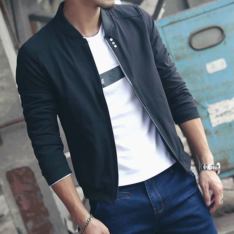 New Men Jacket Autumn Fashion Casual Zip Bomber Jacket Waterproof Baseball Jacket Coat Slim Outwear Overcoat