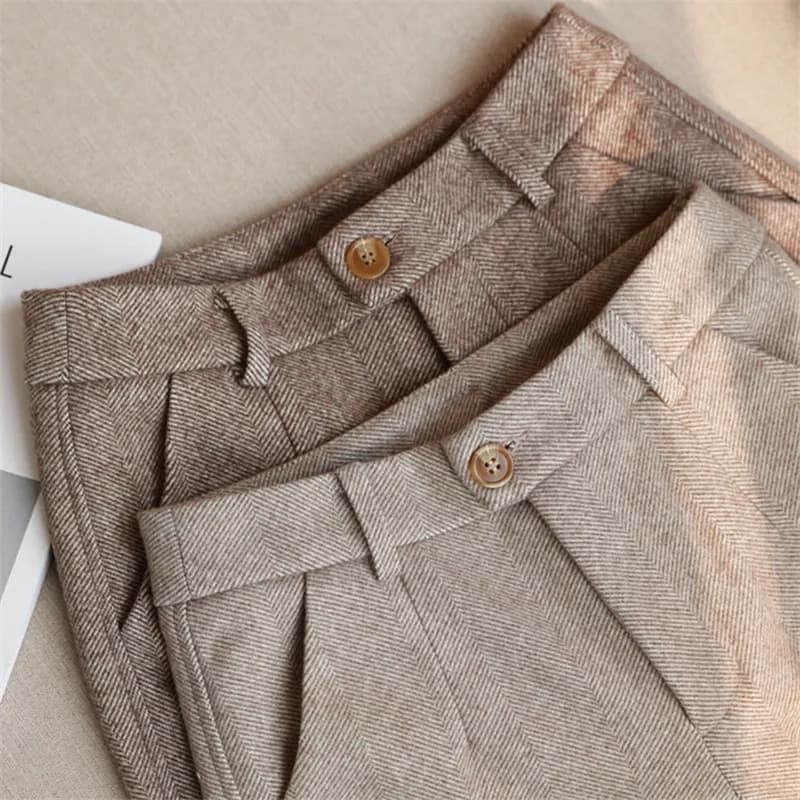 New Woolen Pants Women Harem Pencil Pants Autumn Winter High Waisted Casual Suit Pants Office Lady Women Trousers