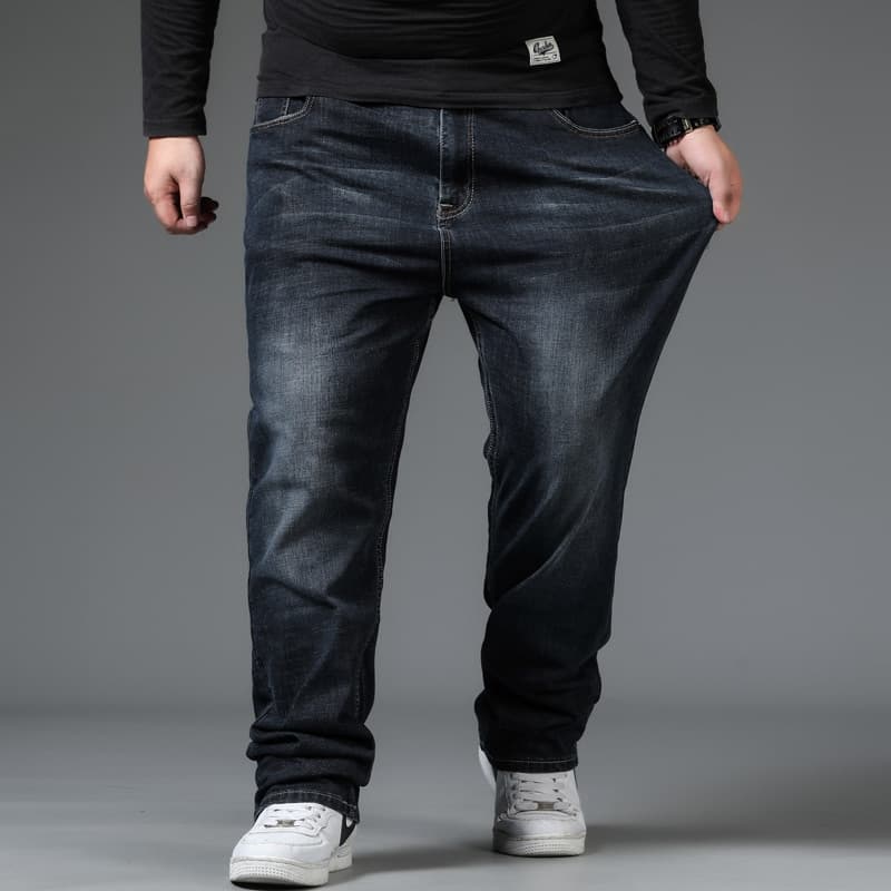 New Men Oversized Black Jeans Casual Denim Pants Husband Breathable Loose Trousers Stretch Baggy Jeans Plus Size Men Clothing 10XL