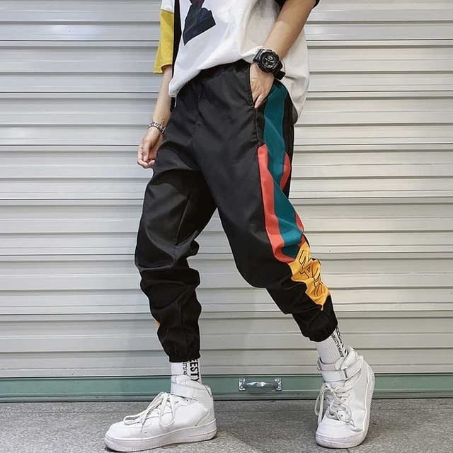 New Hip Hop Joggers Men Letter Ribbons Cargo Pants Pockets Track Tactical Casual Techwear Male Trousers Sweatpants Sport Streetwear