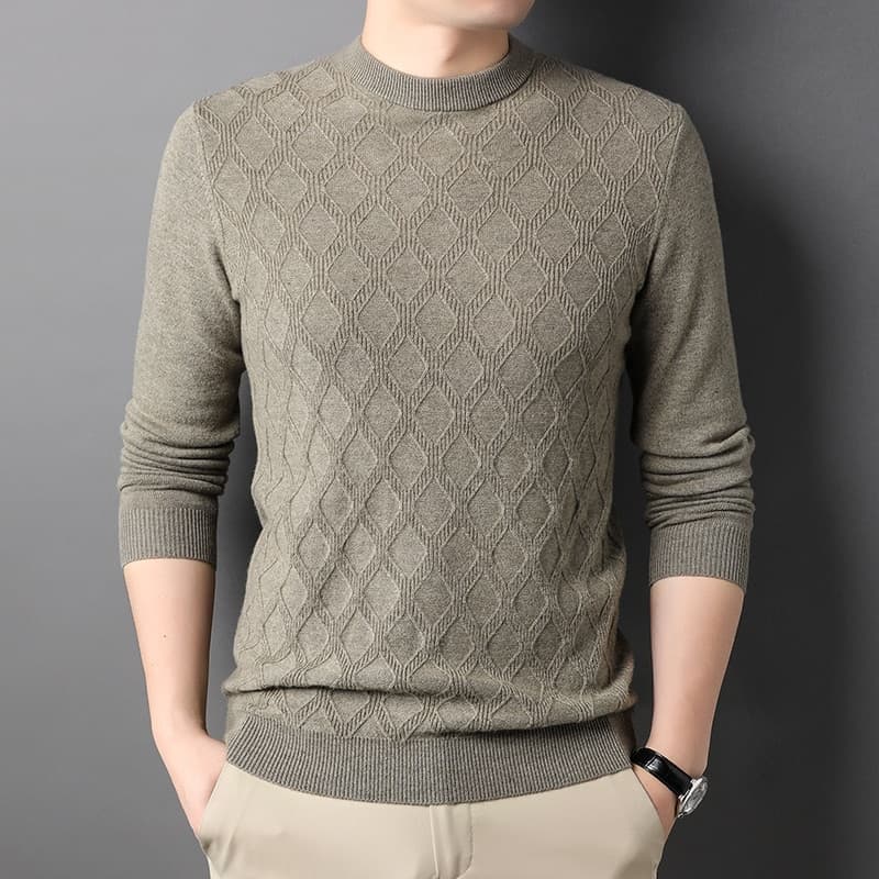 New Wool Argyle Pullover Men Sweaters Luxury Long Sleeve Round Collar Computer Knitted Spring Autumn Male Sweaters 4XL