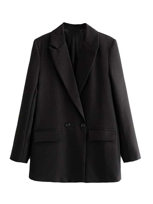 New Women Fashion Double Breasted Office Wear Blazer Coat Vintage Long Sleeve Pockets Female Outerwear Chic Veste Femme