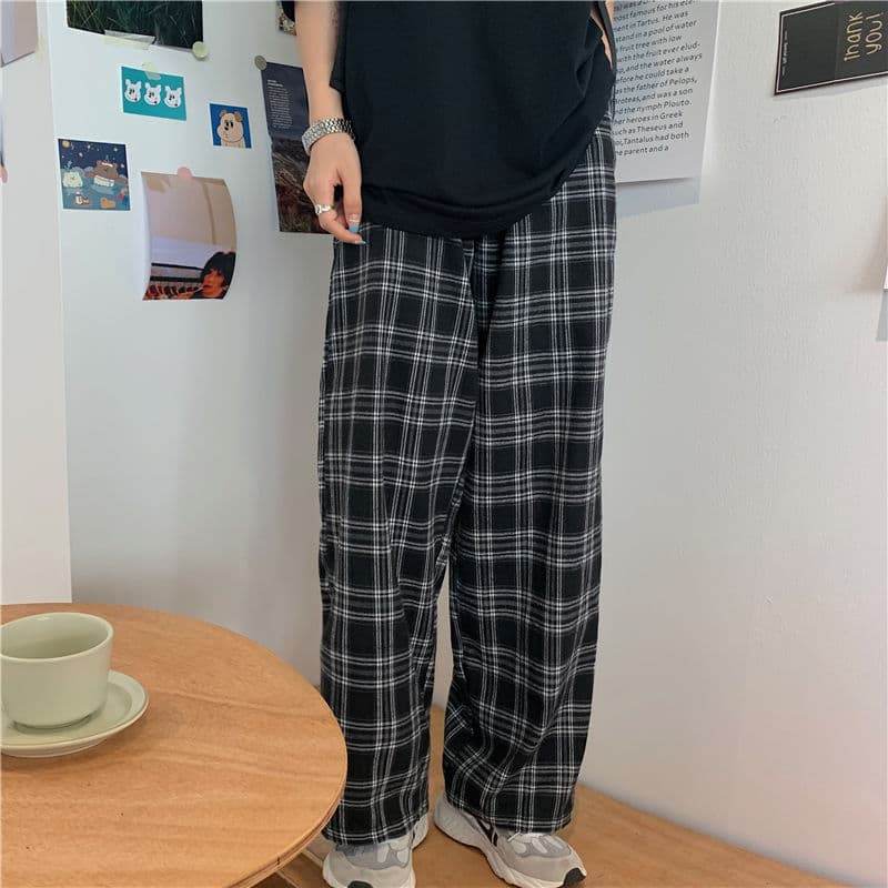 Summer Winter Plaid Pants Men S 3XL Casual Straight Trousers for Male Female Harajuku Hip Hop Pants
