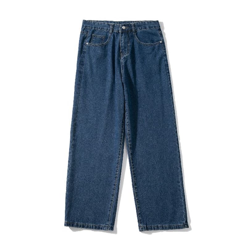 New Brand Spring Men Korean Fashion Blue Pink White Jeans Streetwear Hip Hop Baggy Denim Trousers Straight Wide Leg Pants