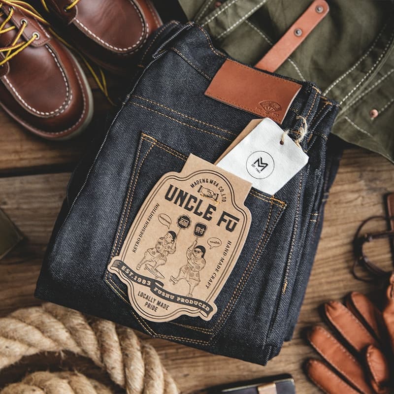 New Workwear Men Blue Straight  Jeans Sizes 28 To 38 Disposable Raw Woven Oversize Denim Jean Cotton Denim Pants  Style