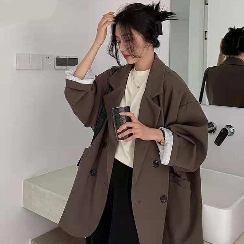 New Blazers Women Minimalist Solid Outwear Loose Elegant Retro Official Fashion High Street Feminine All-match Spring Comfortable