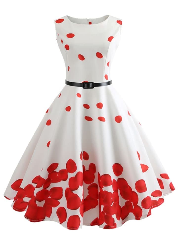 New Women Summer Dress Floral Print Retro Vintage 1950s 60s Casual Party Office Robe Rockabilly Dresses Vestido Mujer