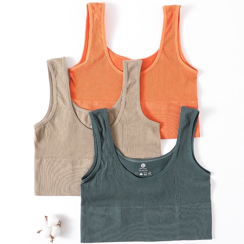 New Women Tops Seamless Bralette Tank Top Female Crop Tops Cami Underwear Scoop Neck Ribbed Basic Tee Lingerie U Back Camisole
