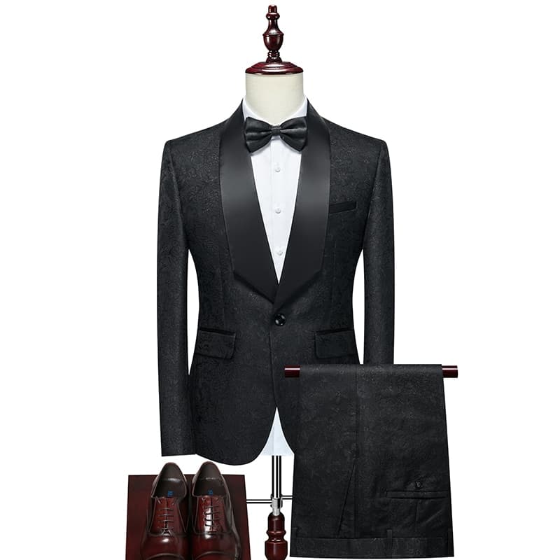 New Business Jacquard Suit 2 Piece Large Size 6XL-S Gentleman Wedding Banquet Party Prom Dress Men Blazers Jacket and Pants
