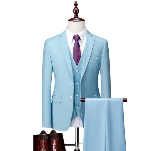 New Men High End Brand Formal Business Mens Suit Three-piece Groom Wedding Dress Solid Color Suit