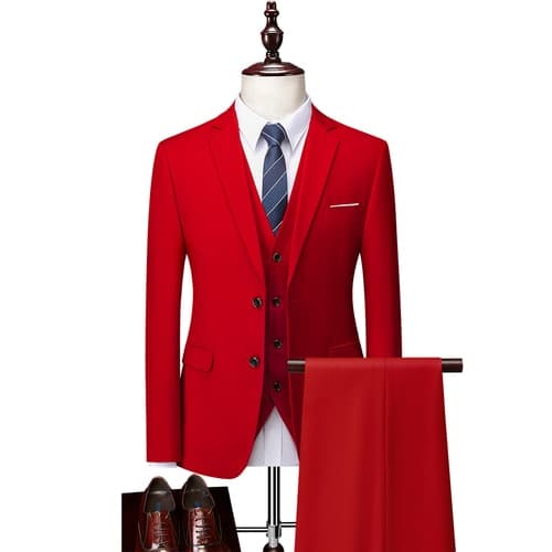 New Men High End Brand Formal Business Mens Suit Three-piece Groom Wedding Dress Solid Color Suit
