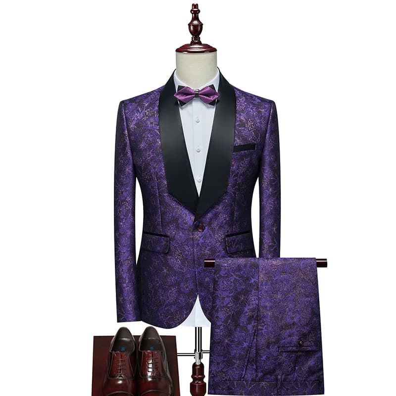 New Business Jacquard Suit 2 Piece Large Size 6XL-S Gentleman Wedding Banquet Party Prom Dress Men Blazers Jacket and Pants