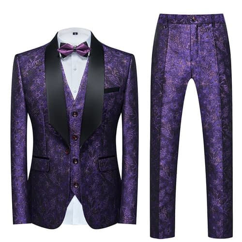 New Fashion New Men Casual Boutique Business Wedding Host Flower Color Suits 3 Pcs Set Dress Blazers Jacket Pants Vest Coat