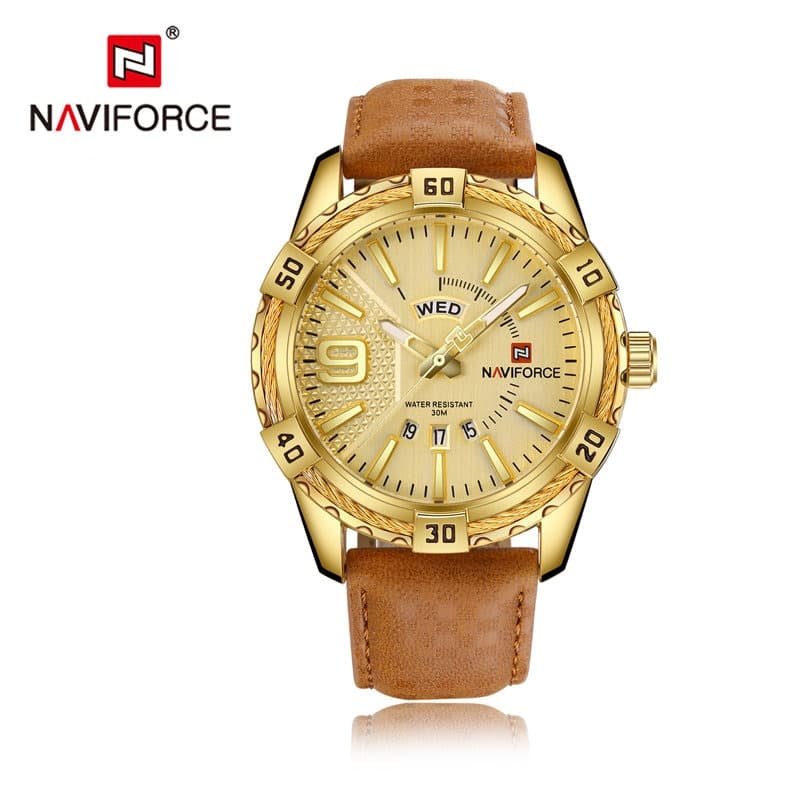 Luxury Brand Watches for Men Military Sports Luminous Day and Date Display Leather Waterproof Men Quartz Wrist Watches