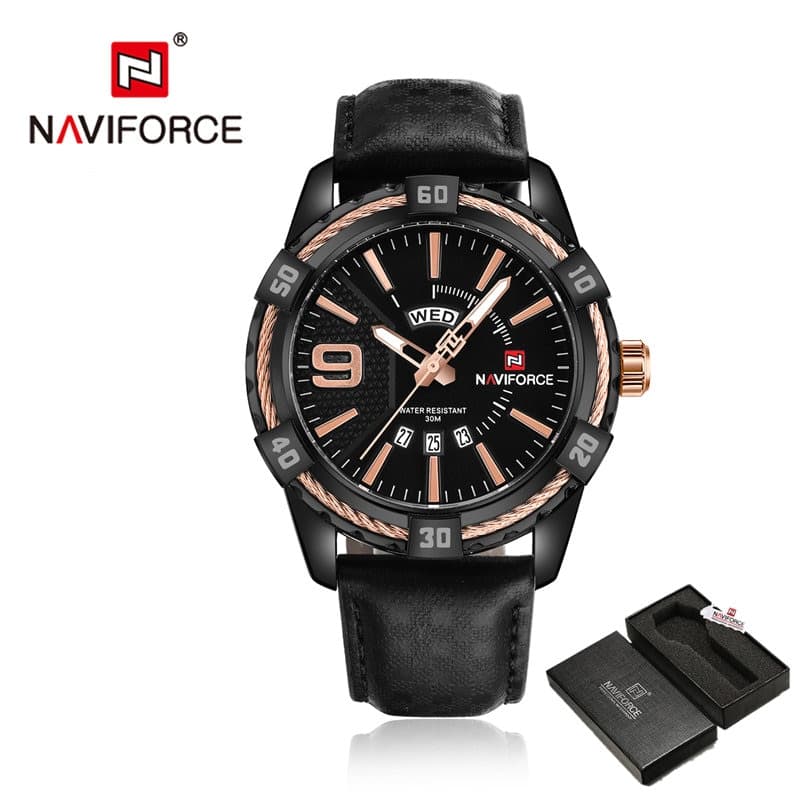 Luxury Brand Watches for Men Military Sports Luminous Day and Date Display Leather Waterproof Men Quartz Wrist Watches