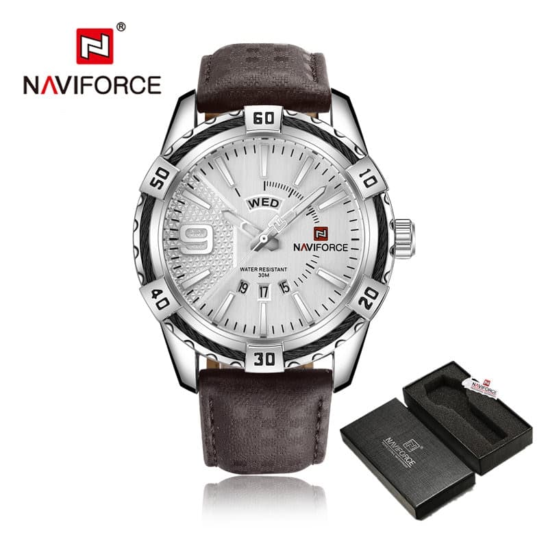 Luxury Brand Watches for Men Military Sports Luminous Day and Date Display Leather Waterproof Men Quartz Wrist Watches