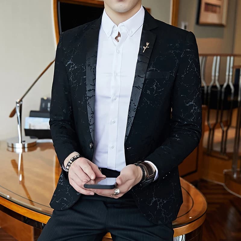 Luxury Banquet Party Jacket Evening Dress Jacquard Casual Business Slim Men’s Wedding Jacket