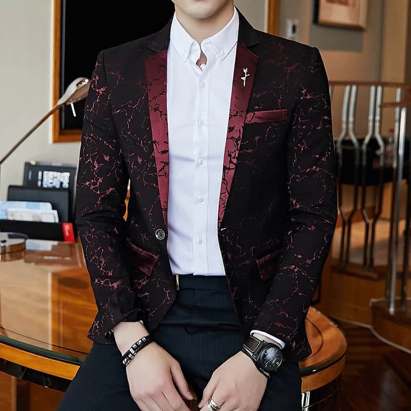 Luxury Banquet Party Jacket Evening Dress Jacquard Casual Business Slim Men’s Wedding Jacket